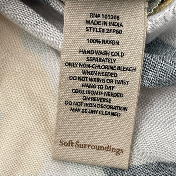 Soft Surroundings Vigne Tropical Yellow Black Shell Tunic Blouse Pearl Sz Small - Picture 8 of 10